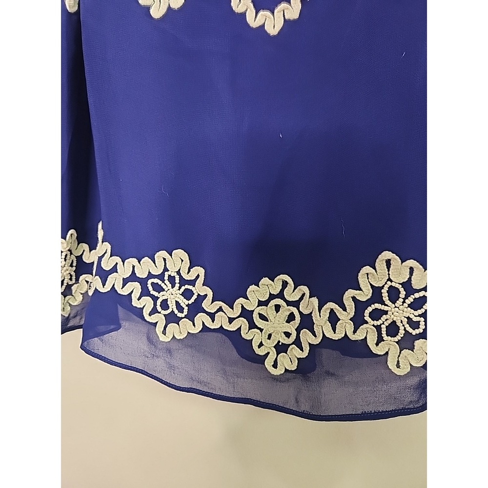 MM Couture By Miss Me Sz S Royal Blue Blouse Top Flowy Whimsical Fairy Girly EUC - Picture 5 of 9